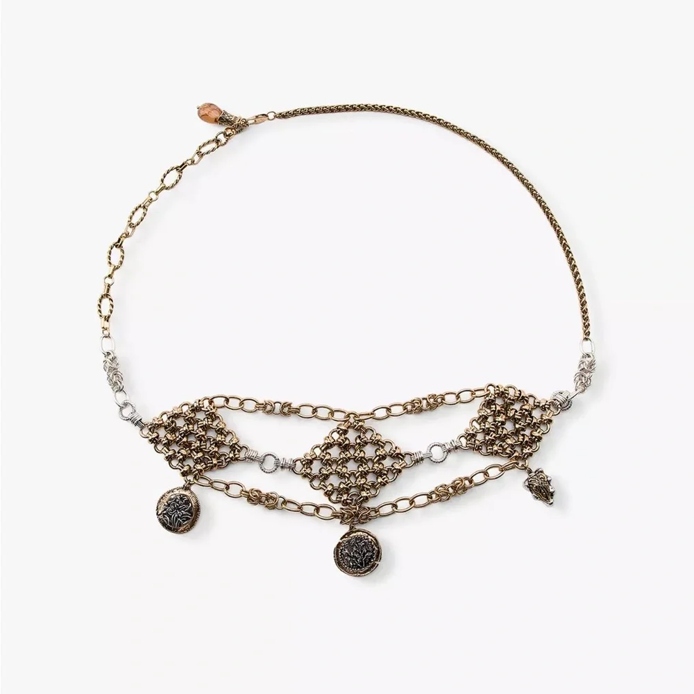 Zara RHOMBUS MEDALLION Gold Silver METAL BELT